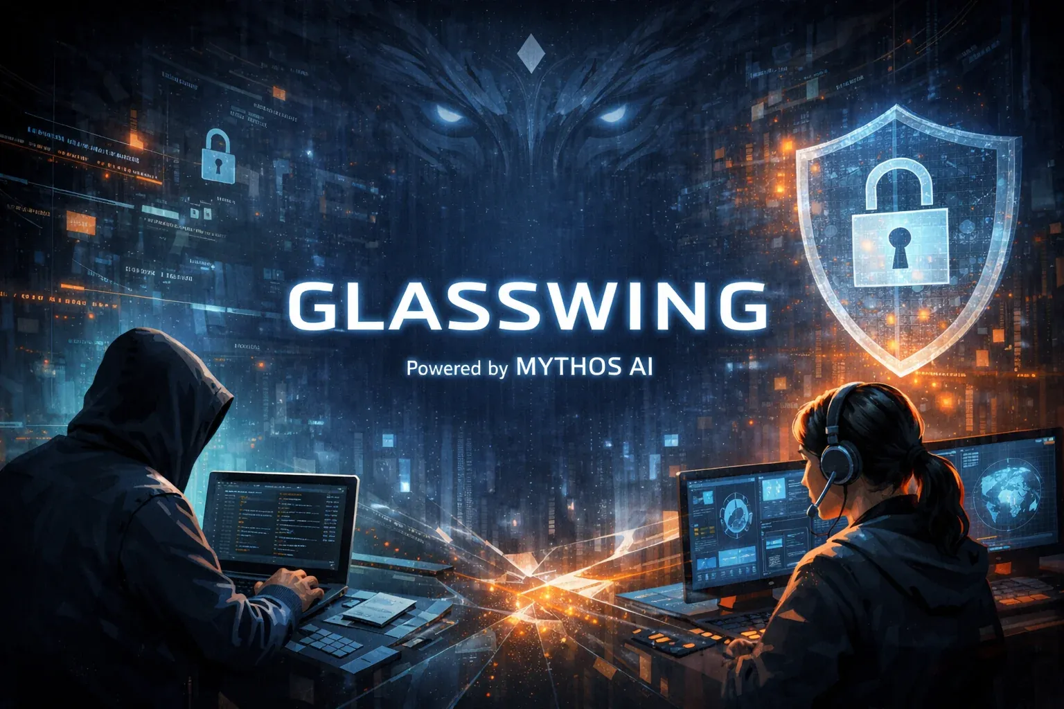 Project Glasswing illustration: Claude Mythos Preview discovering decades-old vulnerabilities across operating systems and browsers
